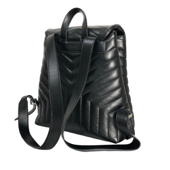 Saint Laurent Lulu Backpack Medium Calf Leather Rucksack Daypack Black - Picture 3 of 7